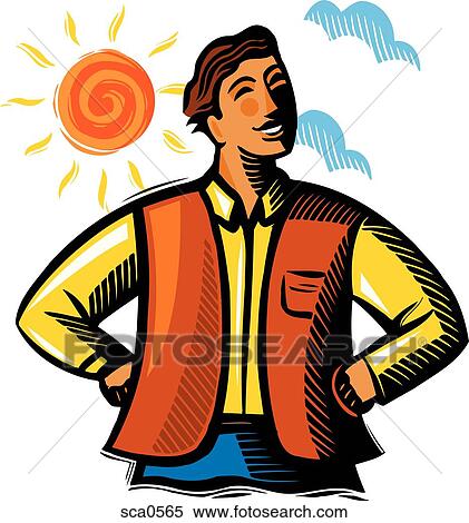 Stock Illustration - A man standing with his hands on his hips l. Fotosearch