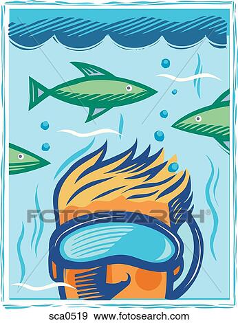 A man wearing a snorkel View Large Illustration Stock Illustration - A man wearing a snorkel. Fotosearch