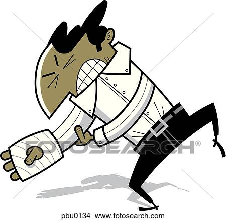 Stock Illustration - A man with a broken hand in pain. Fotosearch