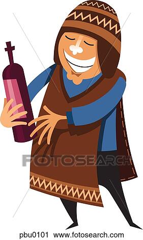 Clip Art - A medieval man holding booze. Fotosearch