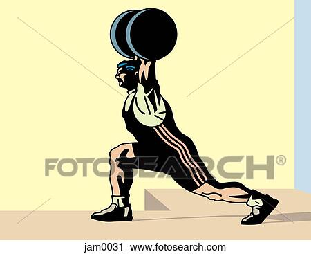 Clip Art - A muscular man weightlifting. Fotosearch