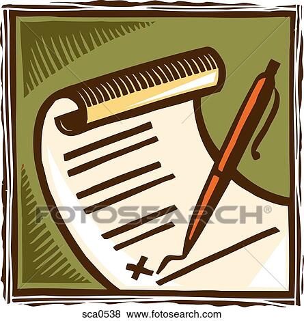 Stock Illustration - A pen signing a document. Fotosearch