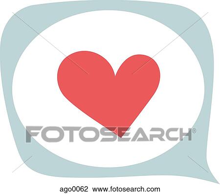 Drawing - A pictorial illustration of a heart inside a speech bubble. Fotosearch