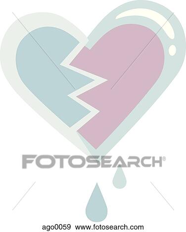 Stock Illustration - A pictorial illustration of a heart breaking. Fotosearch