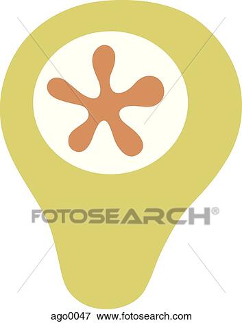 Stock Illustration - A picture of a green shape with orange star. Fotosearch