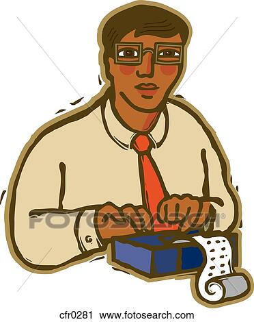 Clip Art - A picture of a stenographer typing on white background. Fotosearch