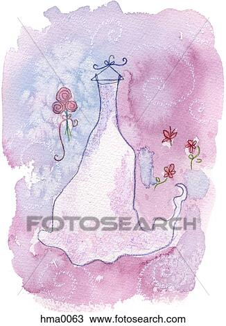 Drawing - A picture of a wedding gown. Fotosearch