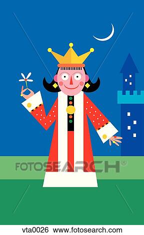 A queen holding a flower View Large Illustration Stock Illustration - A queen holding a flower. Fotosearch