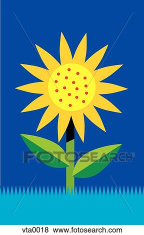 A sunflower against a blue background View Large Illustration Stock Illustration - A sunflower against a blue background. Fotosearch