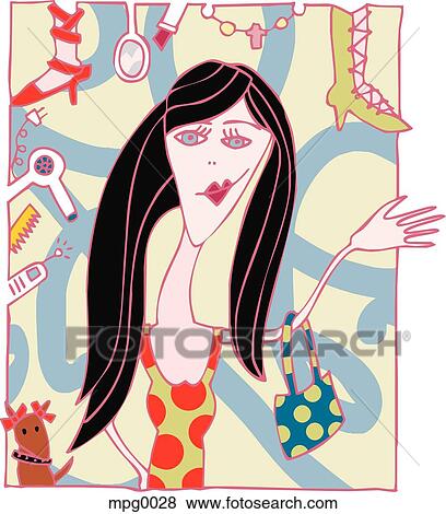 Stock Illustration - A teenage girl holding a purse. Fotosearch