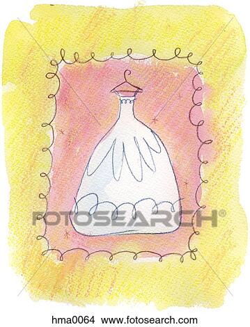 A wedding dress on yellow and pink background View Large Illustration Stock Illustration - A wedding dress on yellow and pink background. Fotosearch
