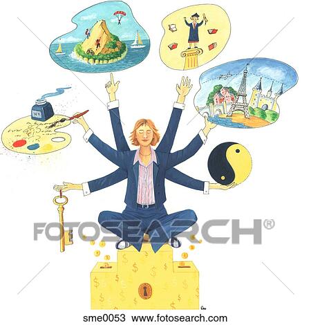 A woman achieving balance View Large Illustration Drawing - A woman achieving balance. Fotosearch