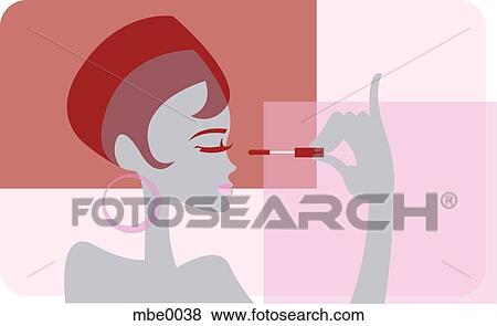 Stock Illustration - A woman applying mascara. Fotosearch