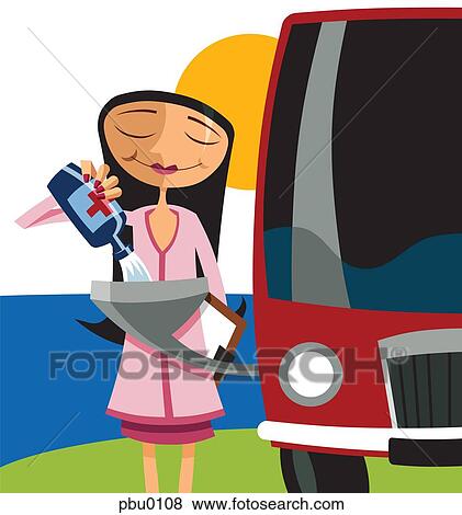 A woman fueling her car View Large Illustration Stock Illustration - A woman fueling her car. Fotosearch