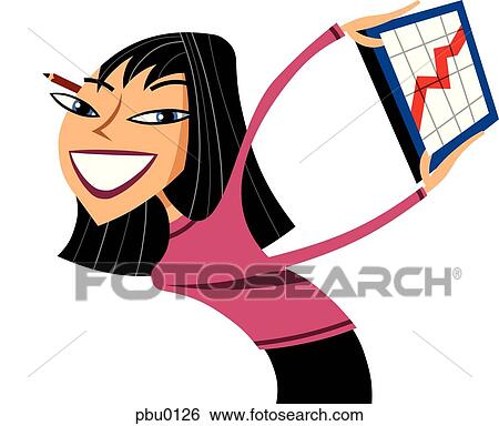 A woman holding a chart View Large Illustration Stock Illustration - A woman holding a chart. Fotosearch