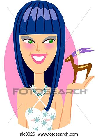 A woman holding a toy deer View Large Illustration Stock Illustration - A woman holding a toy deer. Fotosearch
