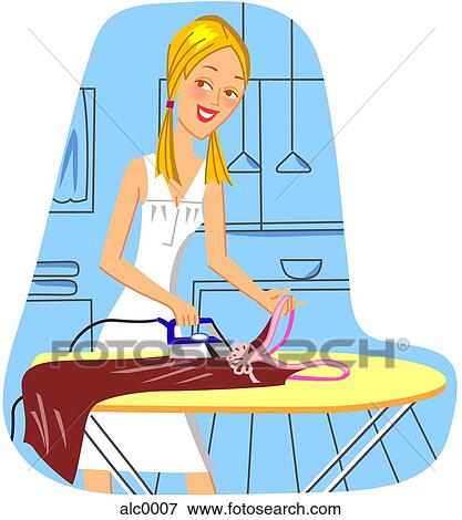 A woman ironing a dress View Large Illustration Stock Illustration - A woman ironing a dress. Fotosearch