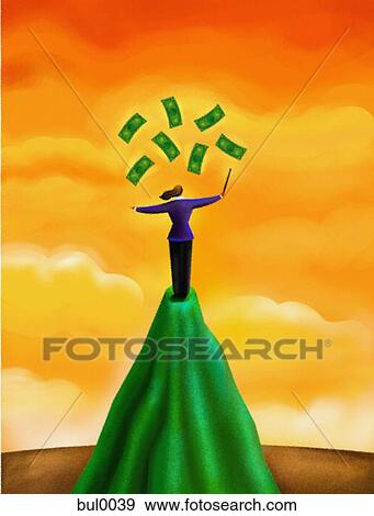 A woman juggling with dollar bills over a cliff View Large Illustration Stock Illustration - A woman juggling with dollar bills over a cliff. Fotosearch