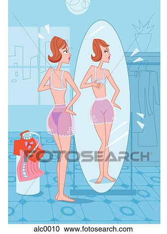 A woman looking in the mirror View Large Illustration Clipart - A woman looking in the mirror. Fotosearch