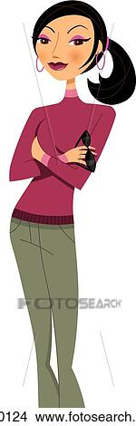 Stock Illustration - A woman standing with her arms crossed. Fotosearch