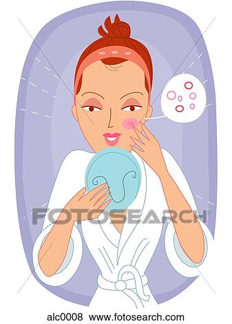 A woman studying her complexion View Large Illustration Stock Illustration - A woman studying her complexion. Fotosearch