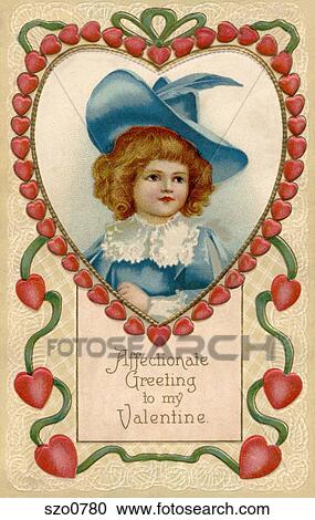 Affection Greeting to my Valentine postcard View Large Illustration Clipart - Affection Greeting to my Valentine postcard. Fotosearch