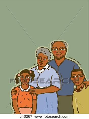 Stock Illustration - African american children with their grandparents. Fotosearch