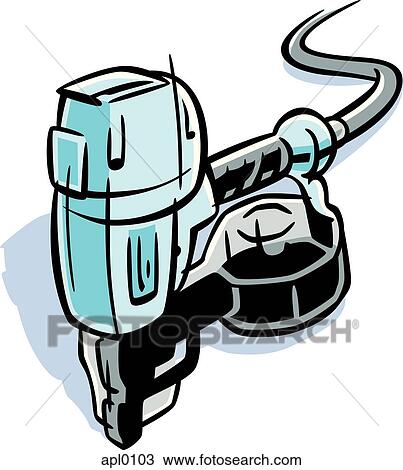 An illustration of a hydraulic nail gun View Large Illustration Drawing - An illustration of a hydraulic nail gun. Fotosearch