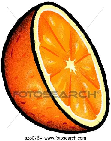 Stock Illustration - An illustration of an orange sliced in half. Fotosearch