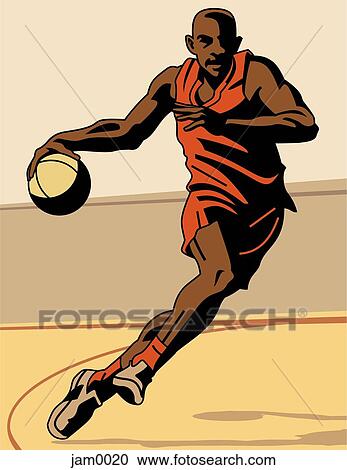 An image of a basketball player dribbling a basketball View Large Illustration Clipart - An image of a basketball player dribbling a basketball. Fotosearch