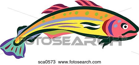 An image of a colorful fish View Large Illustration Drawing - An image of a colorful fish. Fotosearch