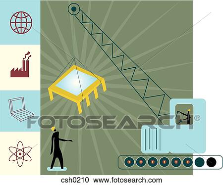 Clipart - An image of a crane lifting an object. Fotosearch