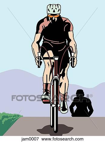 Stock Illustration - An image of a cyclist from a head on perspective. Fotosearch