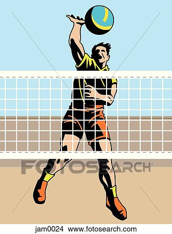 Stock Illustration - An image of a man spiking a volleyball. Fotosearch
