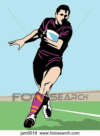 Stock Illustration - An image of a rugby player running with. Fotosearch