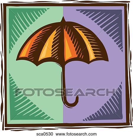 An umbrella on a green and purple background View Large Illustration Clipart - An umbrella on a green and purple background. Fotosearch