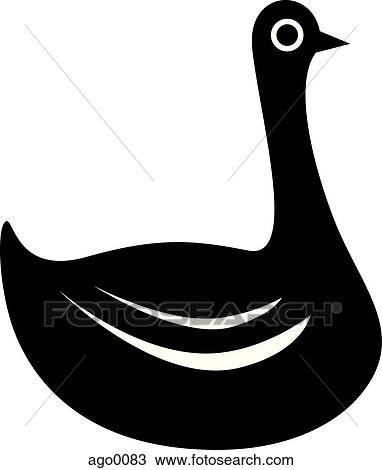 Drawing - Black and white drawing of a swan. Fotosearch