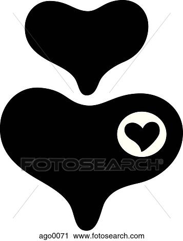 Clip Art - Black and white drawing of hearts. Fotosearch