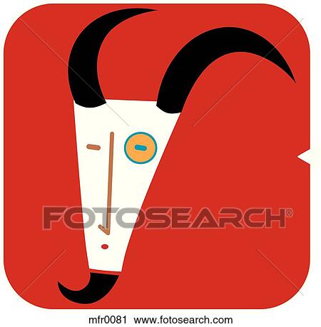 Clip Art - Capricorn icon with a red background. Fotosearch