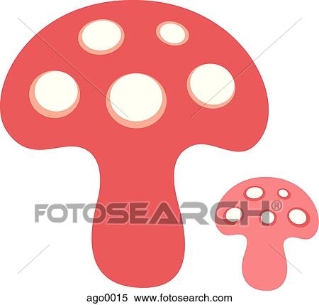 Stock Illustration - Cartoon drawing of a pair of spotted mushrooms. Fotosearch