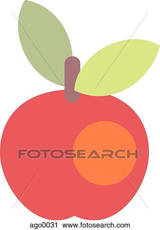 Clip Art - Cartoon drawing of a red apple. Fotosearch