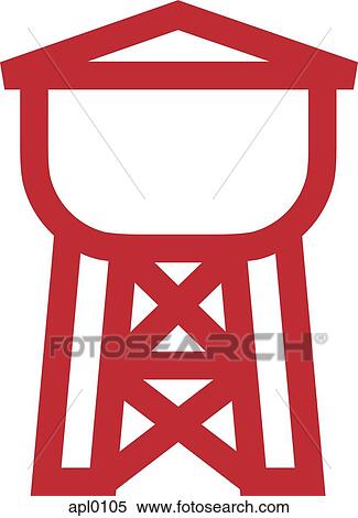 Stock Illustration - Cartoon drawing of a water tower. Fotosearch