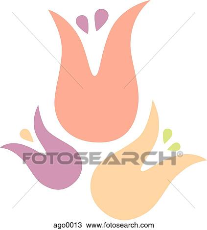 Drawing - Cartoon drawing of tulips. Fotosearch