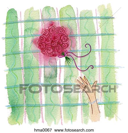 Catching the bridal bouquet View Large Illustration Stock Illustration - Catching the bridal bouquet. Fotosearch