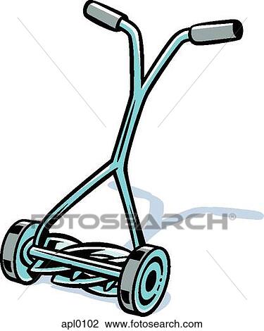 Drawing of a reel mower View Large Illustration Drawing - Drawing of a reel mower. Fotosearch