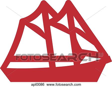 Stock Illustration - Drawing of a sail boat. Fotosearch