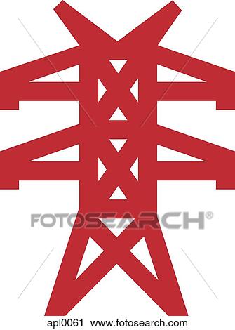 Clip Art - Drawing of an electrical tower. Fotosearch