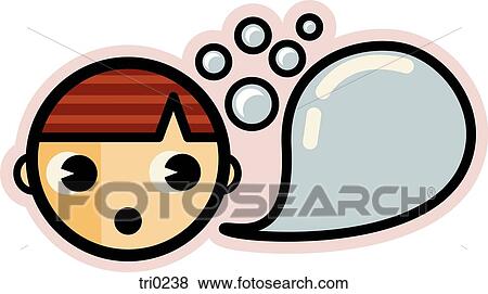 Illustration of a boy with brown hair speaking View Large Illustration Stock Illustration - Illustration of a boy with brown hair speaking. Fotosearch