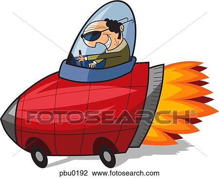 Illustration of a businessman steering a red rocket with flames coming out of it View Large Illustration Drawing - Illustration of a businessman steering a red rocket with flames coming out of it. Fotosearch