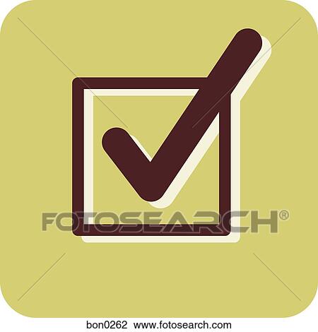 Drawing - Illustration of a checkbox. Fotosearch